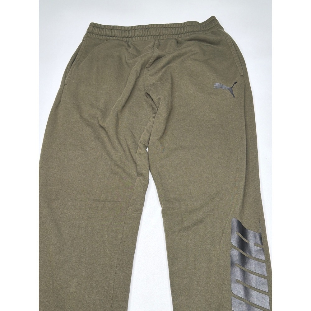 Puma Olive Green Graphic Logo Jogger‎ Sweatpants Mens Medium Casual